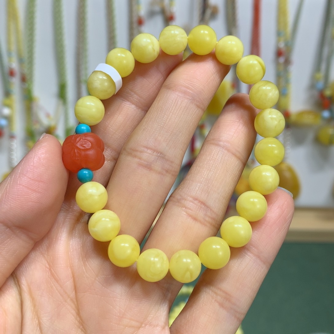 蜜蜡手链未镶嵌向*向8➕mm尺寸