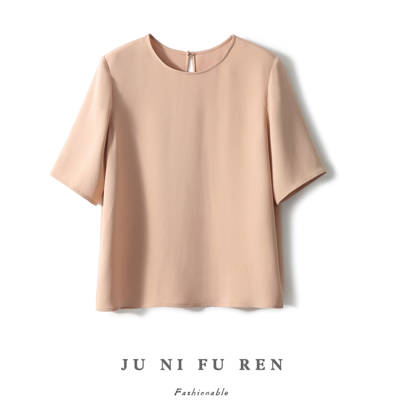 缎面百搭温柔气质弹力上衣T恤女 一个PX22102