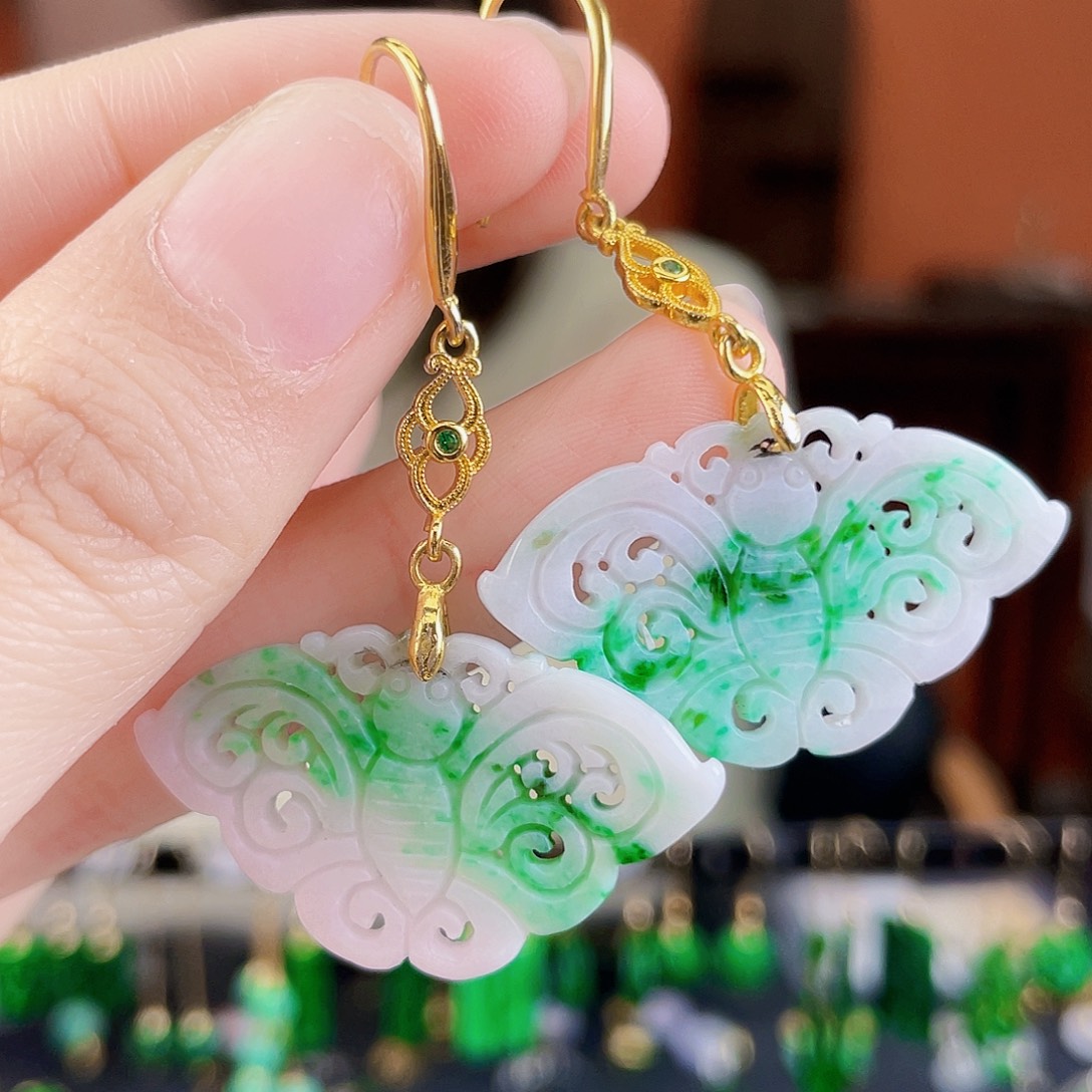 翡翠未镶嵌耳饰饰品