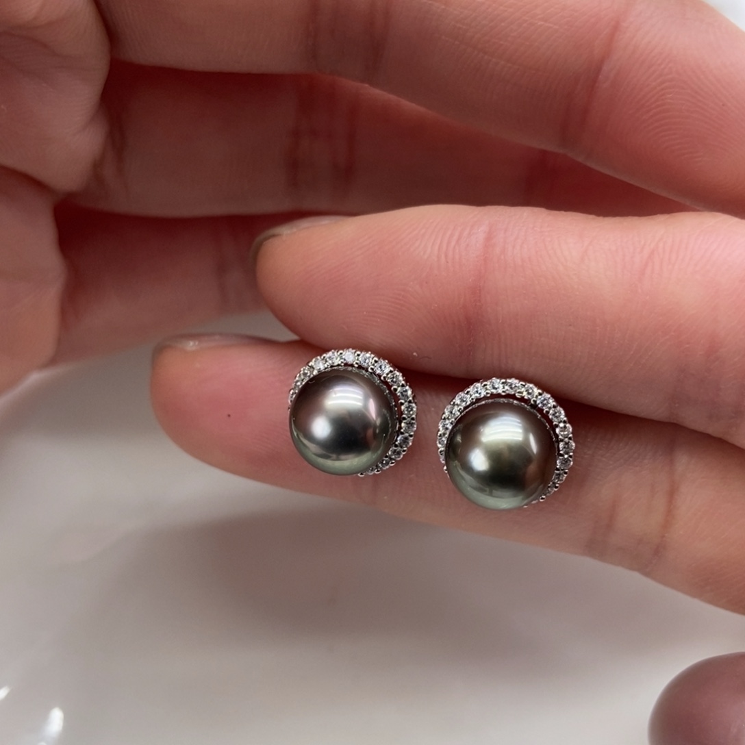 海水珍珠耳饰银S925镶嵌