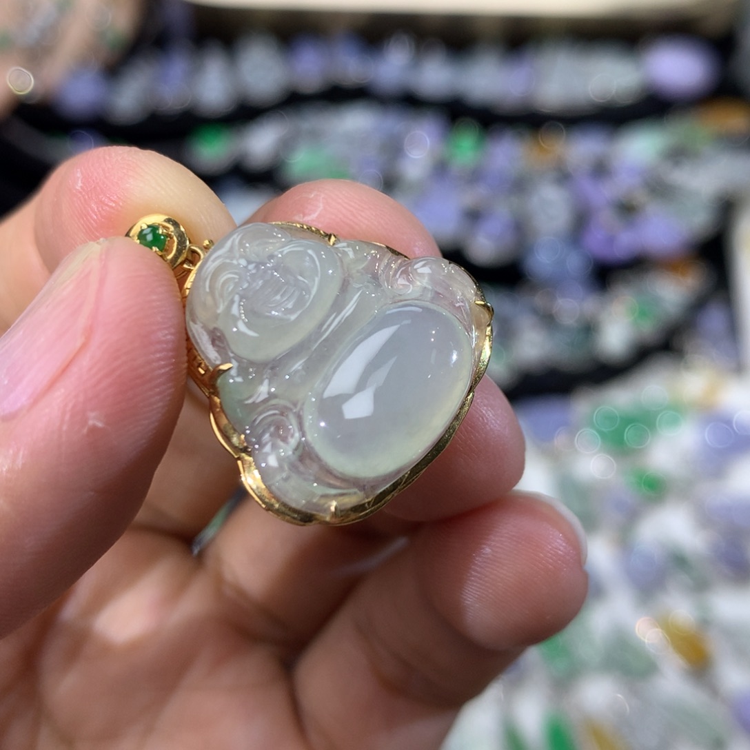 翡翠18K金镶嵌吊坠(不含链)