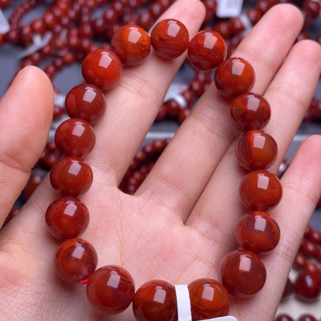南红玛瑙未镶嵌其他11➕顶级瓦西玫红妖孽火焰纹手串