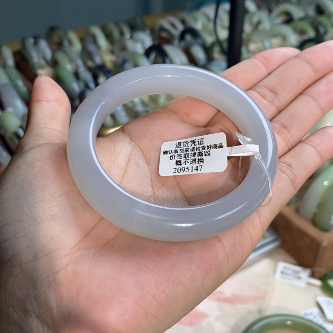 和田玉未镶嵌手镯和田玉冰底仙女紫5657