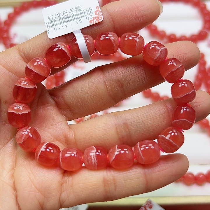 菱锰矿（红纹石）手串未镶嵌幸***沫