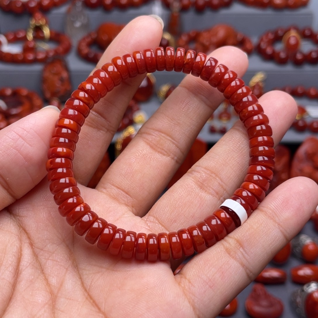 南红玛瑙未镶嵌珠宝奇石单圈7.5mm