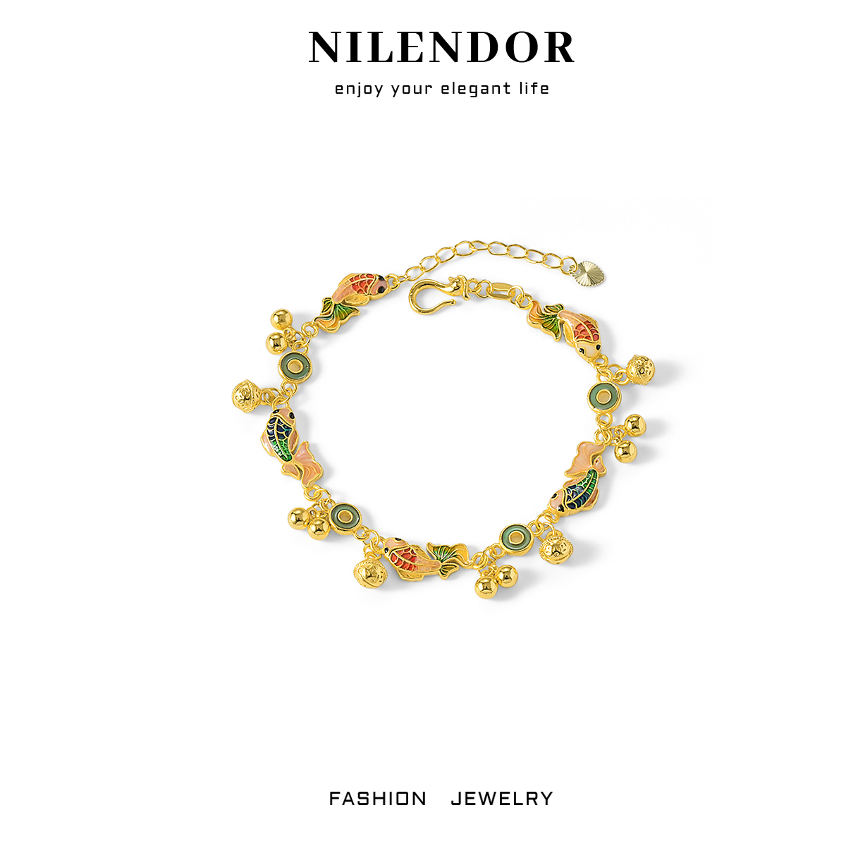 铜合金手链 SL-265轻奢彩锦鲤年年有鱼手链