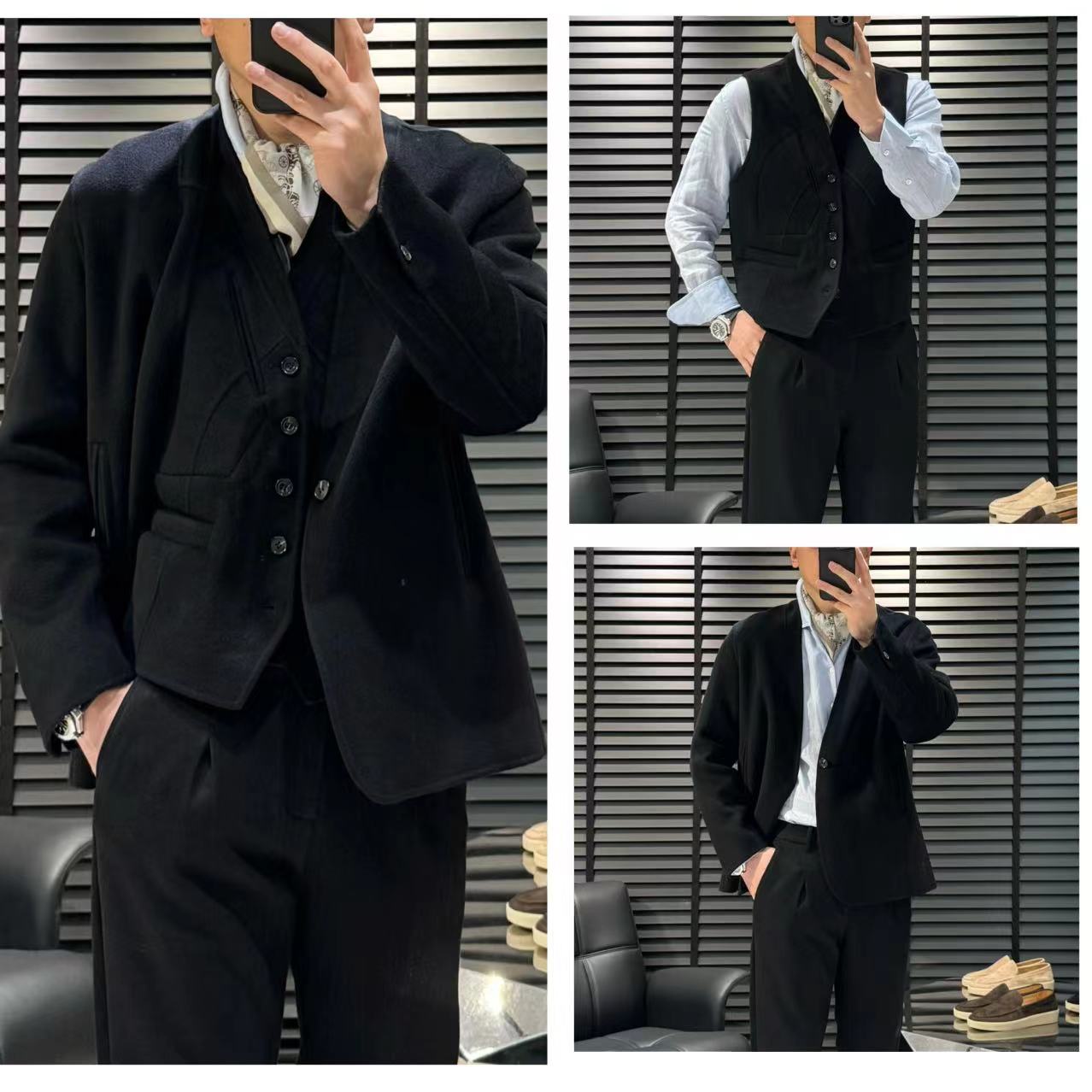 【25秋新贵OLDMQNEY】高级舒适感绅士山羊绒绵羊毛双面呢马甲西服