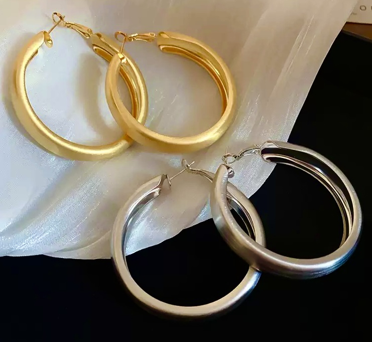 铜合金耳饰 【古米】1/63女百搭耳环素圈大耳圈城市游牧风复古小众