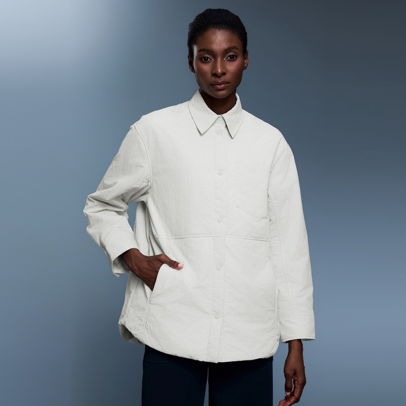 IuIu露露同款女款翻领棉衣棉服白色休闲纯色衬衣