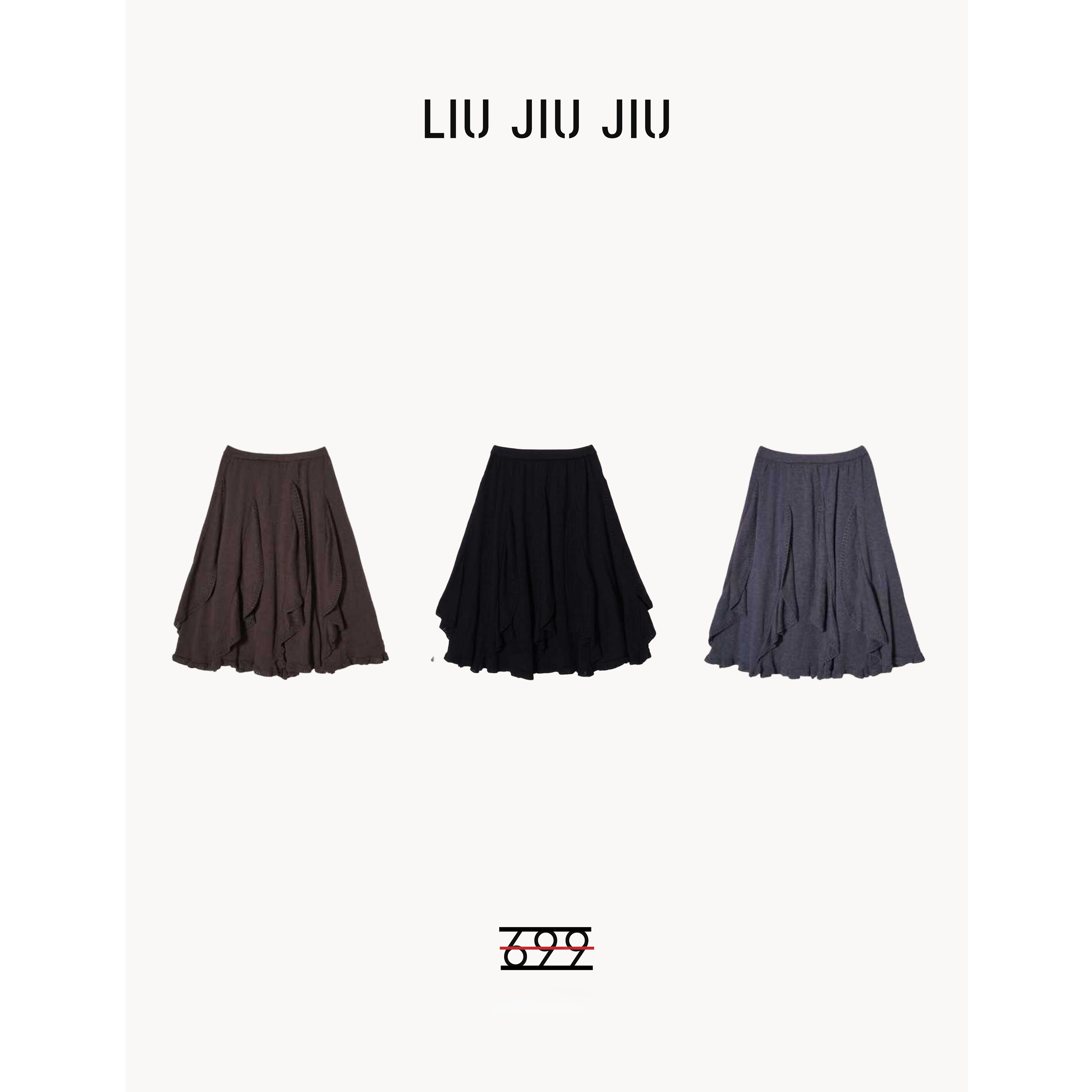 LIUJIUJIU 复古高端韩系不规则镂空花边显瘦设计感半身裙BQ5533L