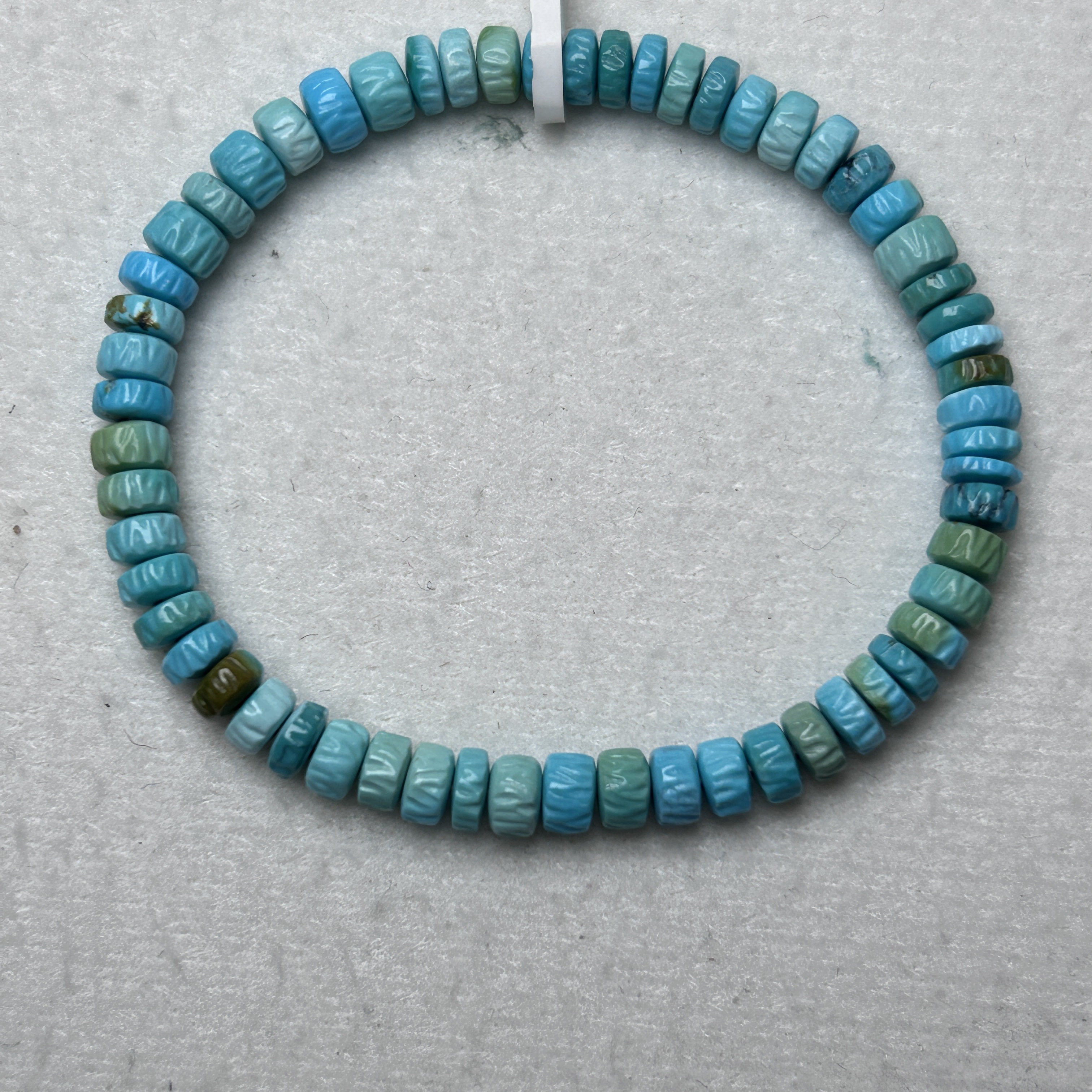 湖北竹山原矿绿松石直切百香单圈手串5mm炫彩