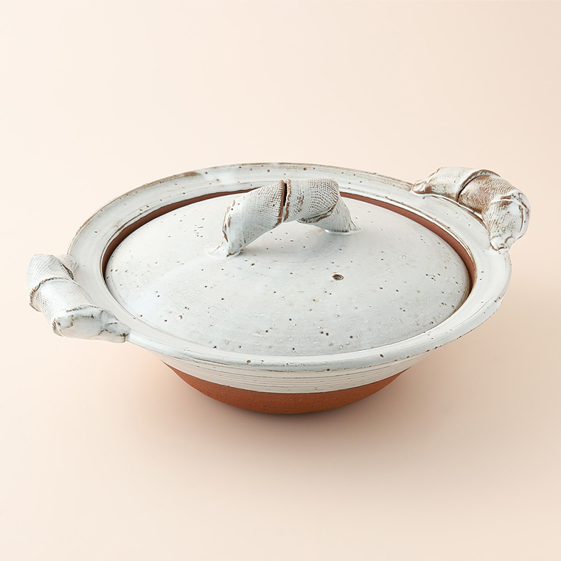 日本原装进口匠人藤井博文手作白柚平土锅耐高温炖锅家用炖煮砂锅