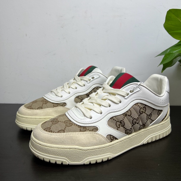 99新 GUCCI/古驰 40/44欧码Re-web棕老花古驰板鞋百搭舒适新款