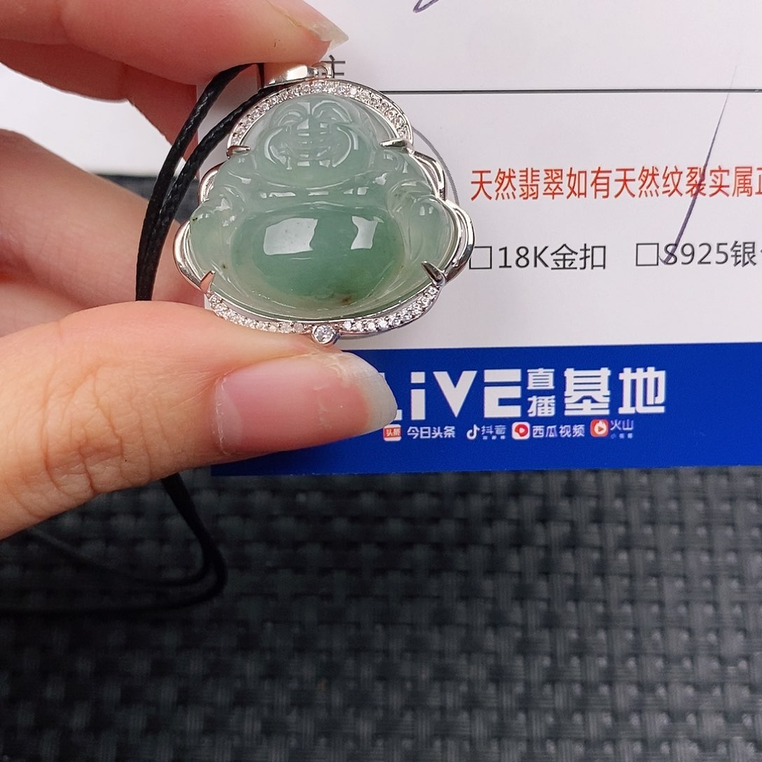 颈饰银S925镶嵌翡翠佛公