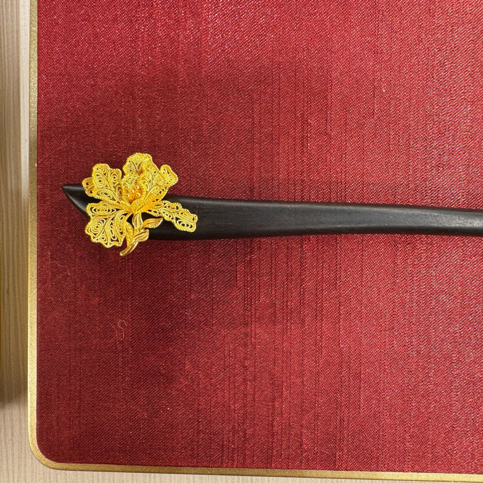 凤喆牡丹花金镶木50090足金999