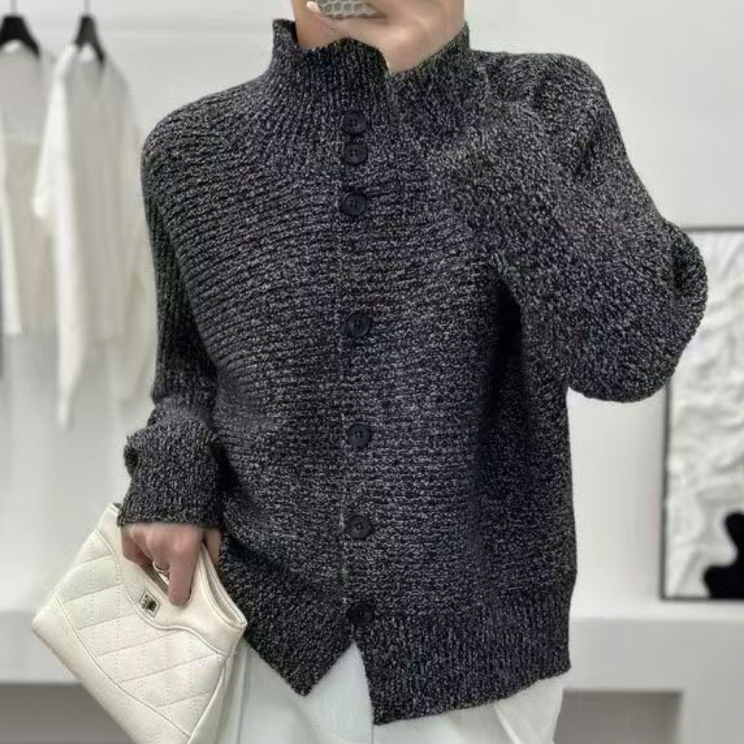 流光风高级感立领针织毛衣开衫女秋冬新款保暖外套
