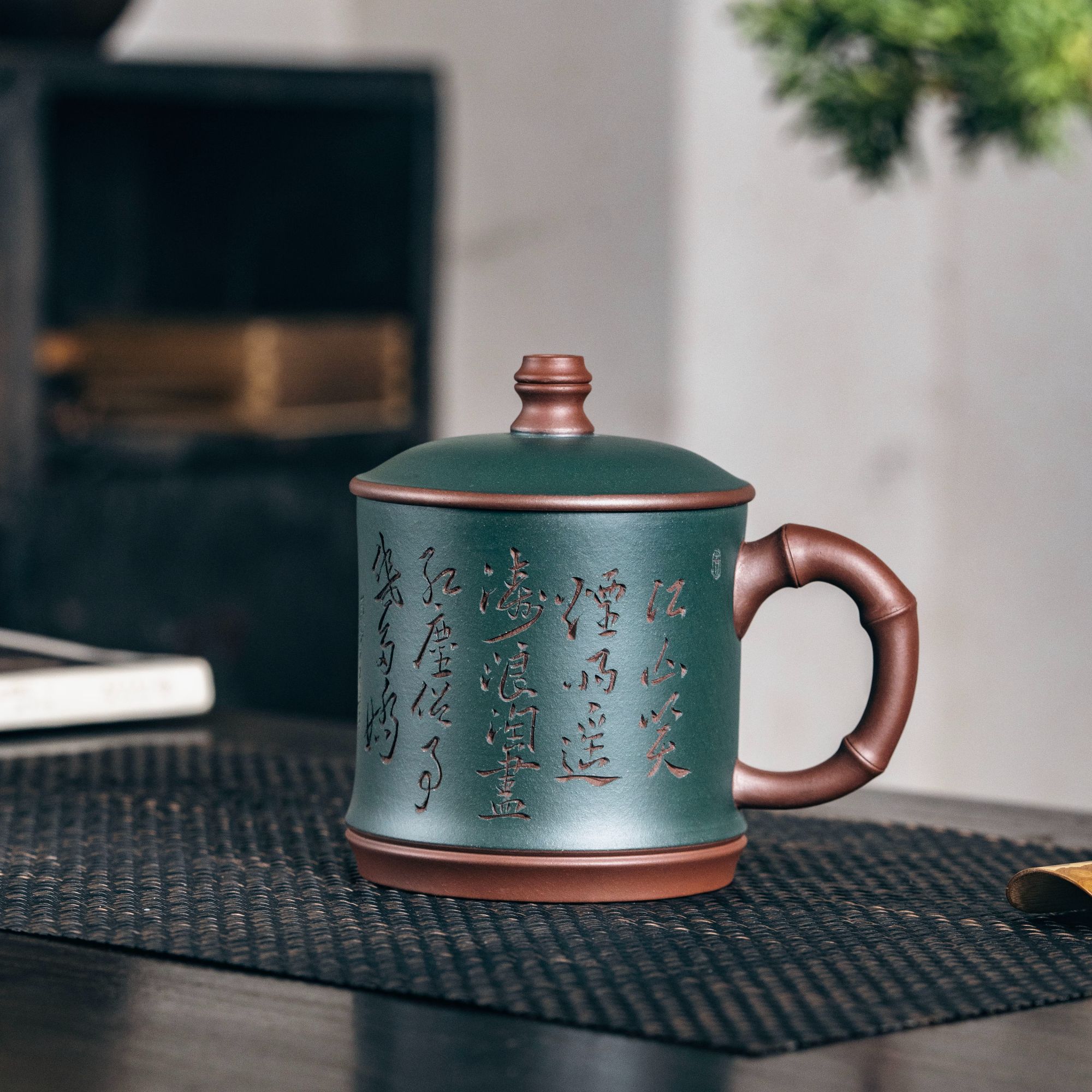 原矿底槽青纯手工粉浆家用紫砂杯 江山笑 420cc