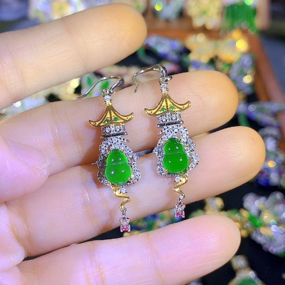 吊坠(不含链)银S925镶嵌翡翠