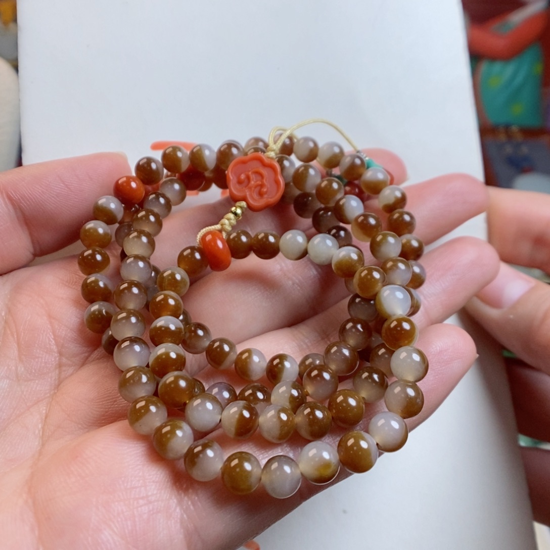 和田玉手链未镶嵌可*金山糖白聚宝盆