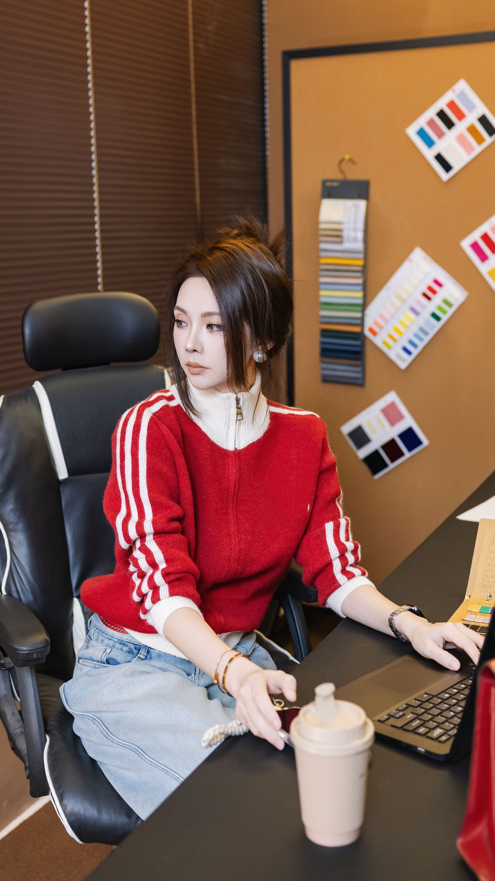 【SISTER姐妹家】冬季时尚潮流拼色立领加厚针织毛衣开衫#TZ1369