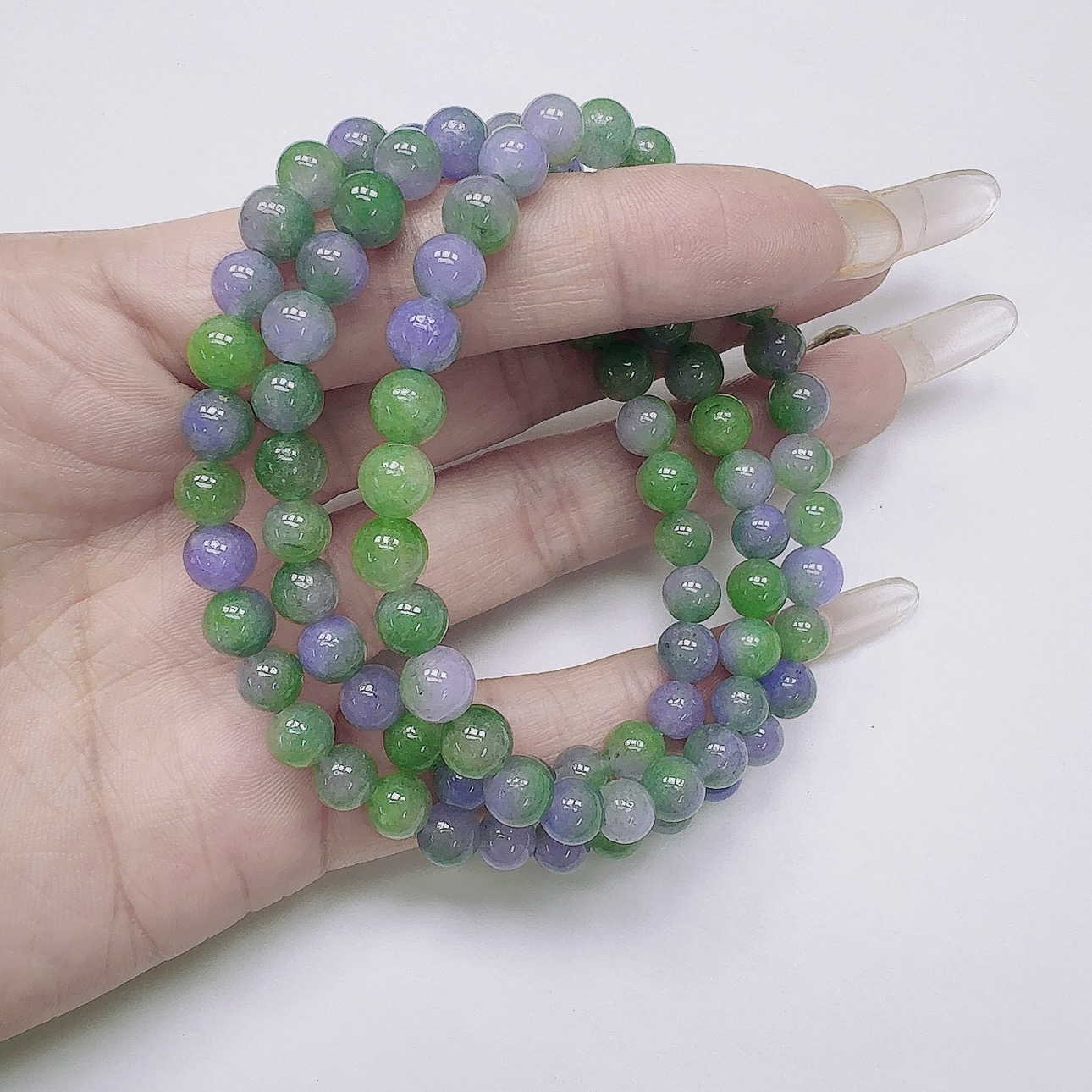 三圈春彩卡6mm精美手串【绿】