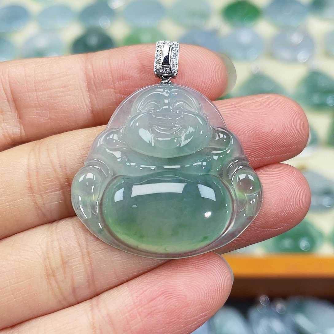 翡翠颈饰18K金镶嵌吊坠