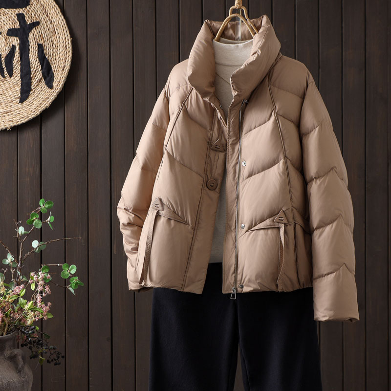 【涧蓝正品】冬季厚款立领90白鸭绒羽绒服女加厚保暖显瘦外套洋气