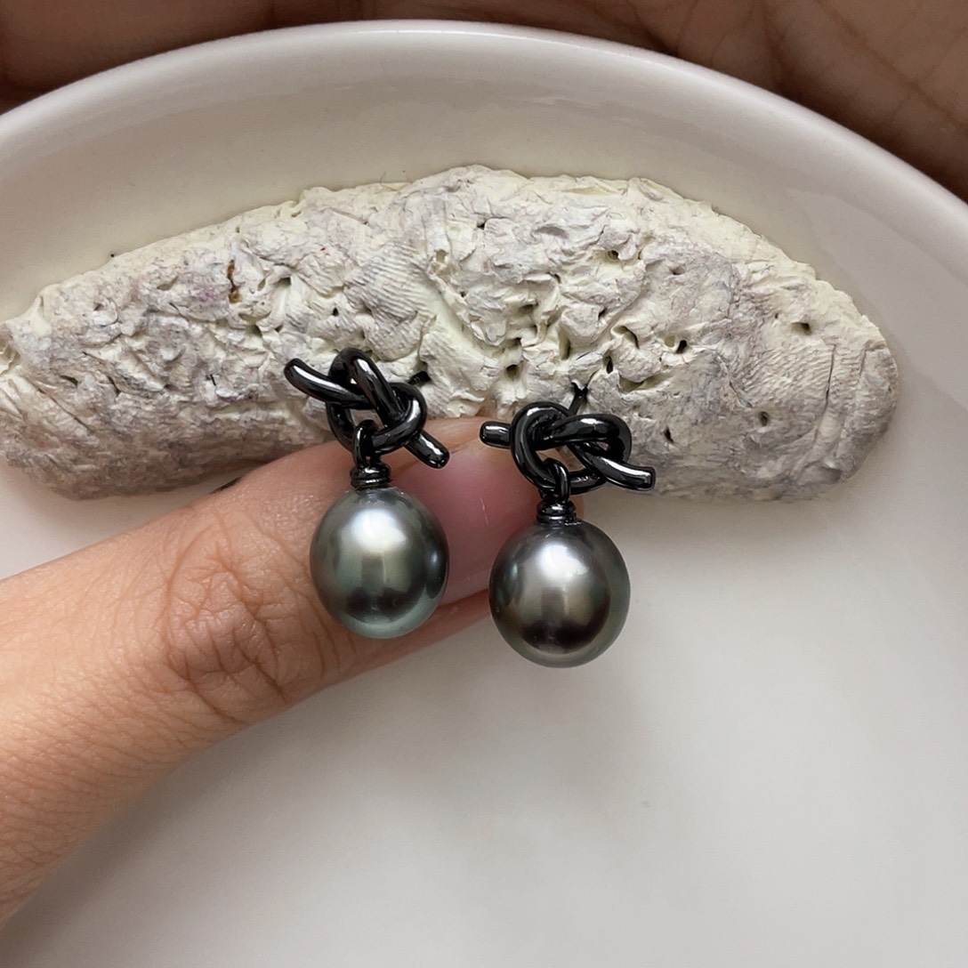 海水珍珠耳饰银S925镶嵌