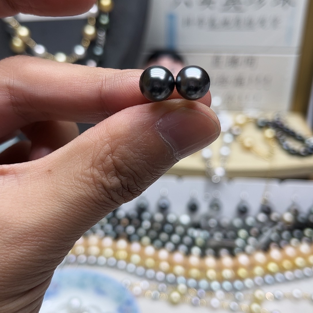 银S925镶嵌海水珍珠耳饰