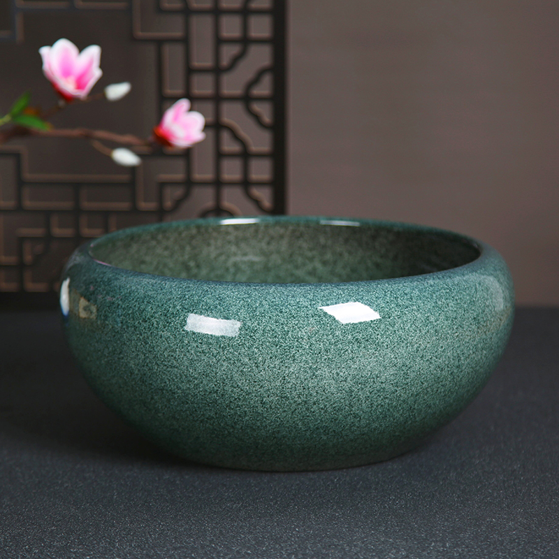 桌面陶瓷鱼缸荷花缸碗莲睡莲造景吸水石假山盆阳台园艺铜钱草水培