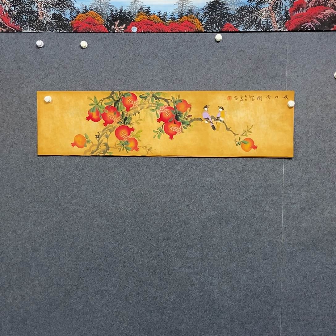 国画四尺对开花鸟一副