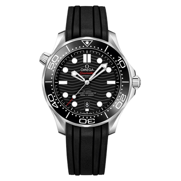 99新 Omega/欧米茄 海马300/42mm黑胶潜水夜光机械背透二手男款表