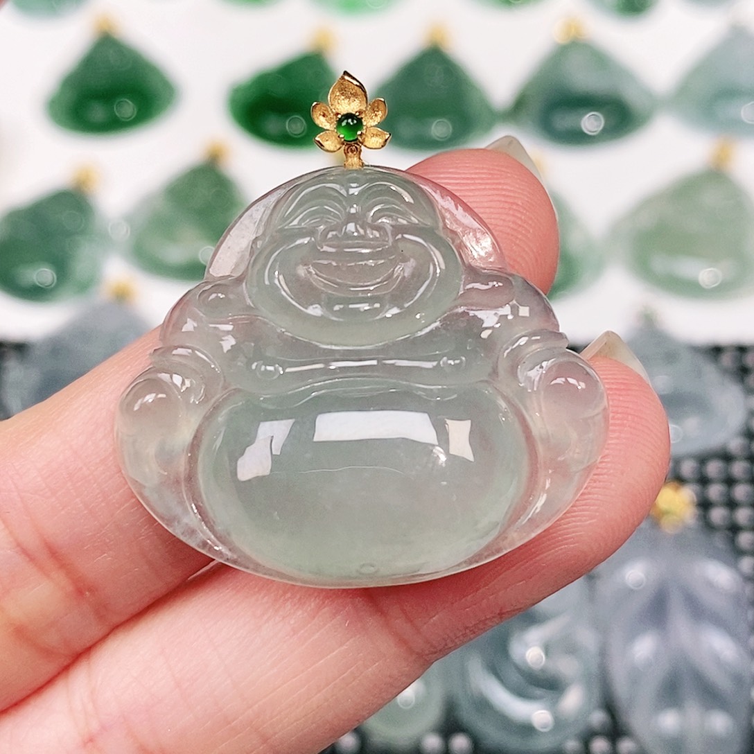 翡翠18K金镶嵌颈饰