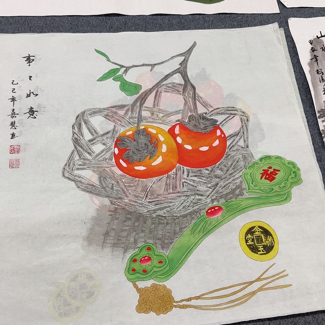 国画尺寸70X70手绘作品