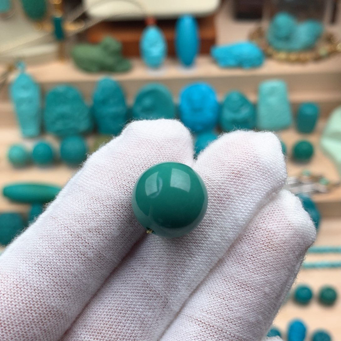 绿松石未镶嵌圆珠卡14.5