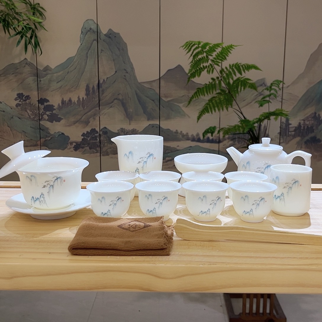 【都彩】羊脂玉瓷高山流水16头