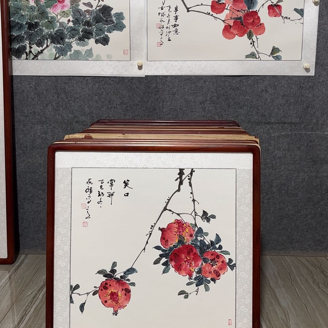 国画书画作品带框63×63