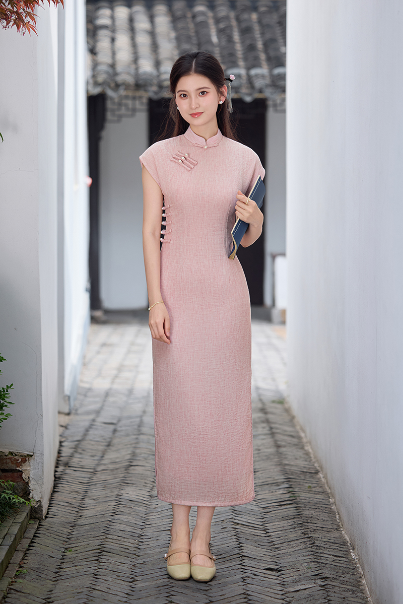 拼接荷叶裙低领A字裙新中式旗袍中国风日常复古春夏924 925