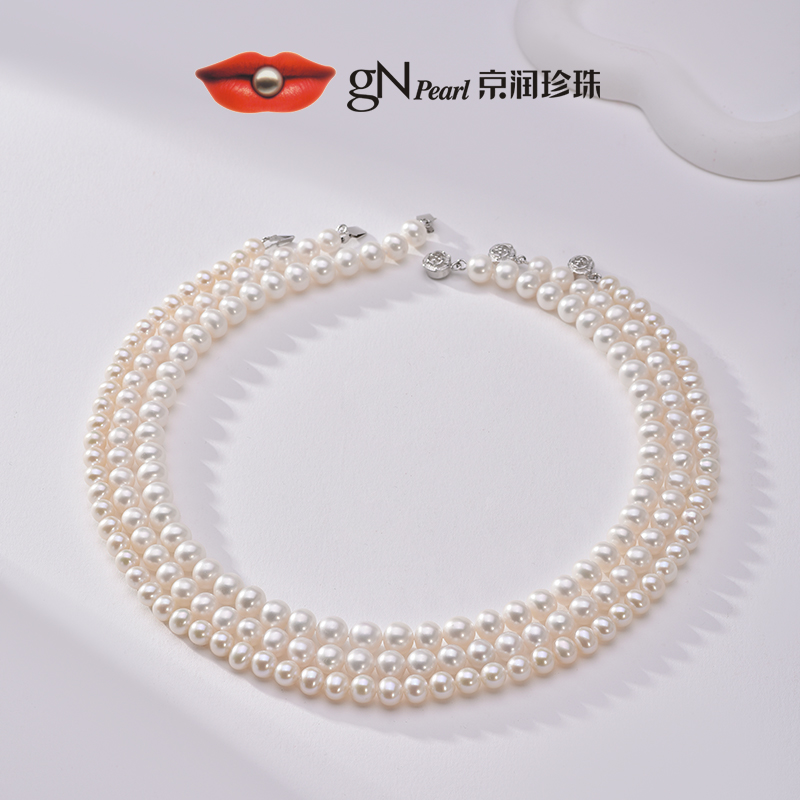 【珠宝馆】京润珍珠 妙晴 S925银精选近圆淡水珍珠项链简约百搭气质