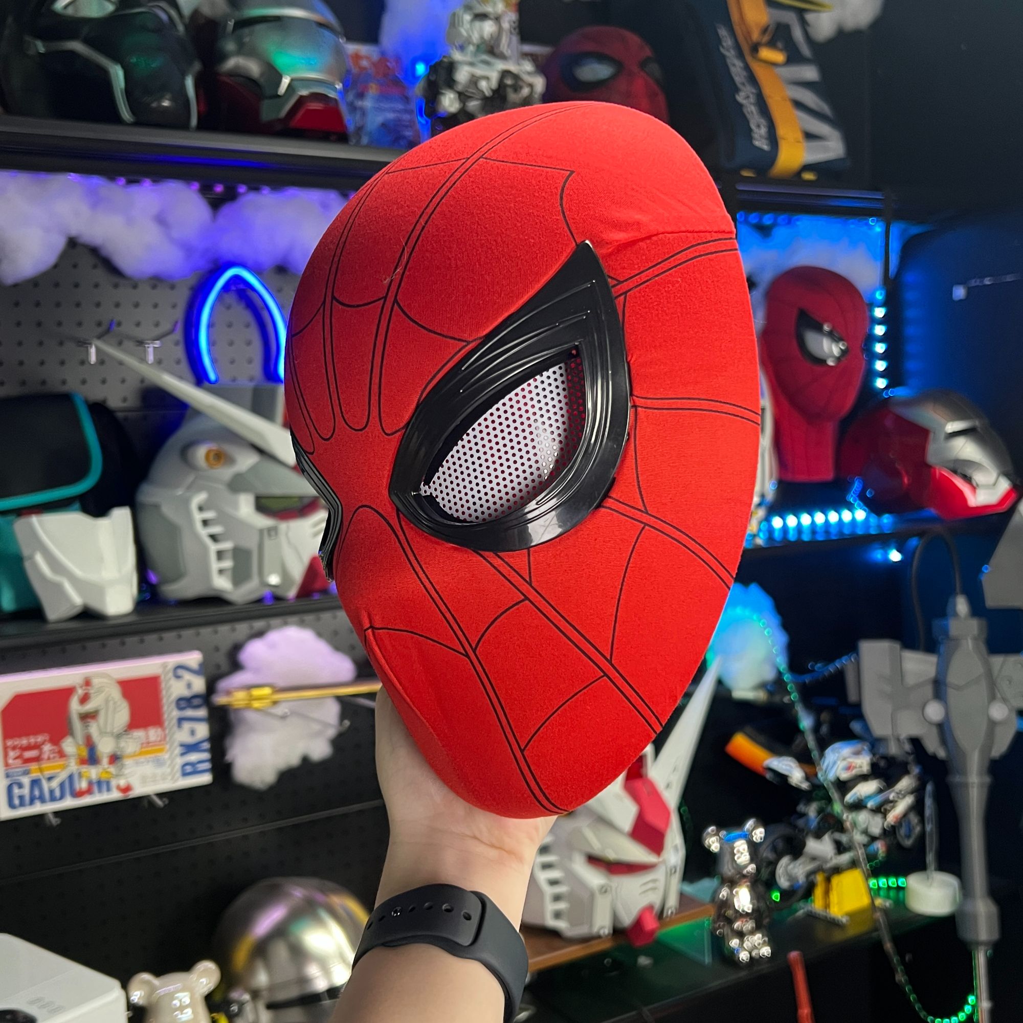 小蜘蛛手动版漫威毒液蜘蛛侠头套眼睛可动高弹力面具新年礼物