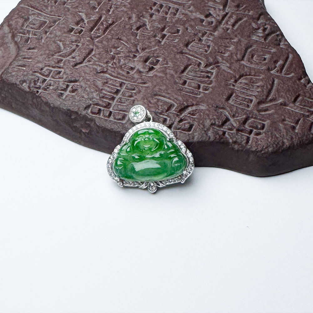 李书锦保真翡翠 绿佛公吊坠17号 BY A110159单个 多样性发货