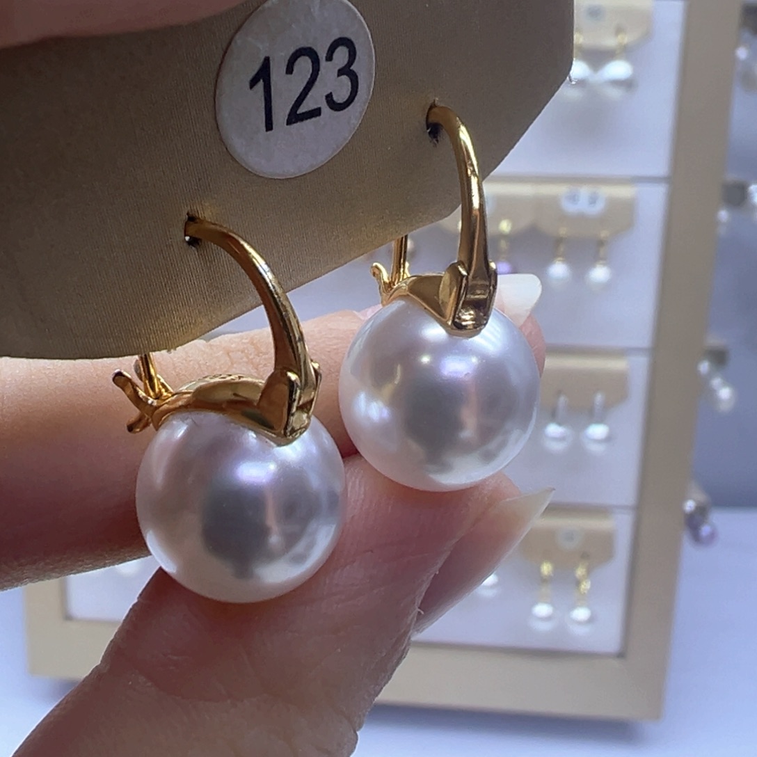 银S925镶嵌淡水珍珠耳饰