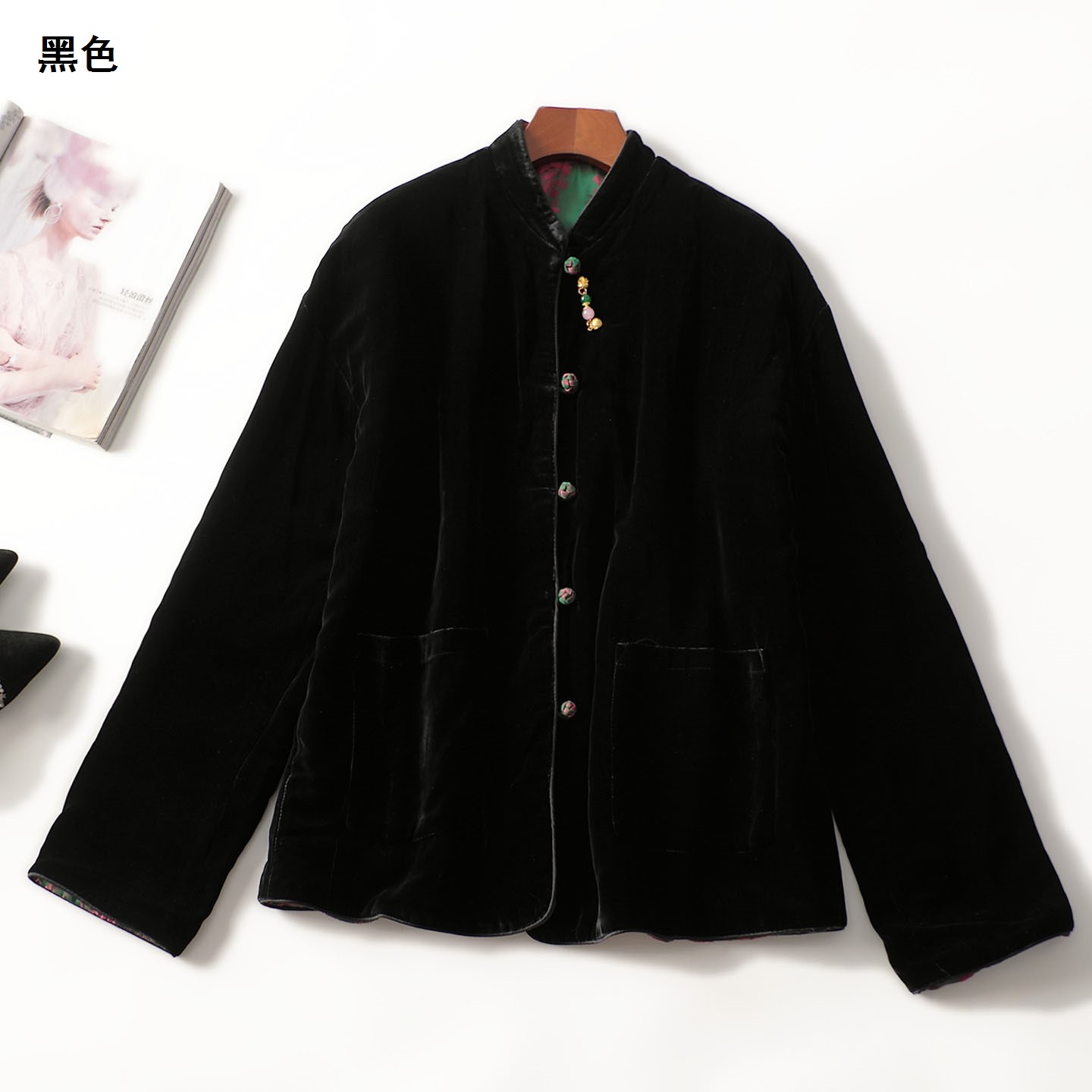 247397冬中长款长袖单排扣棉衣