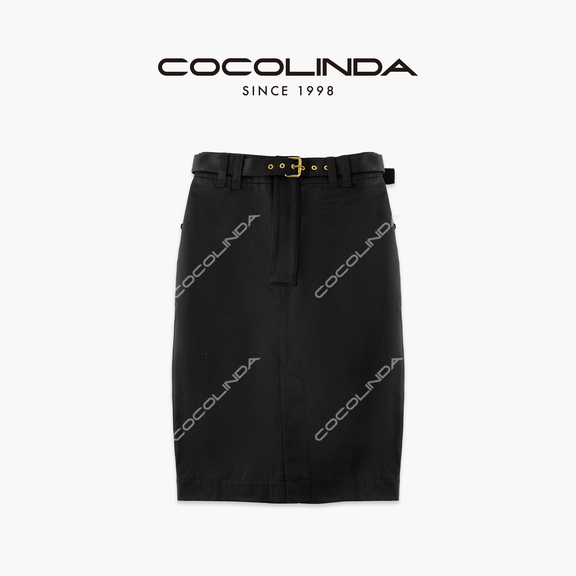 COCOLINDA | 100%棉四季款复古重工工艺系带裙子开叉半身裙Q3020