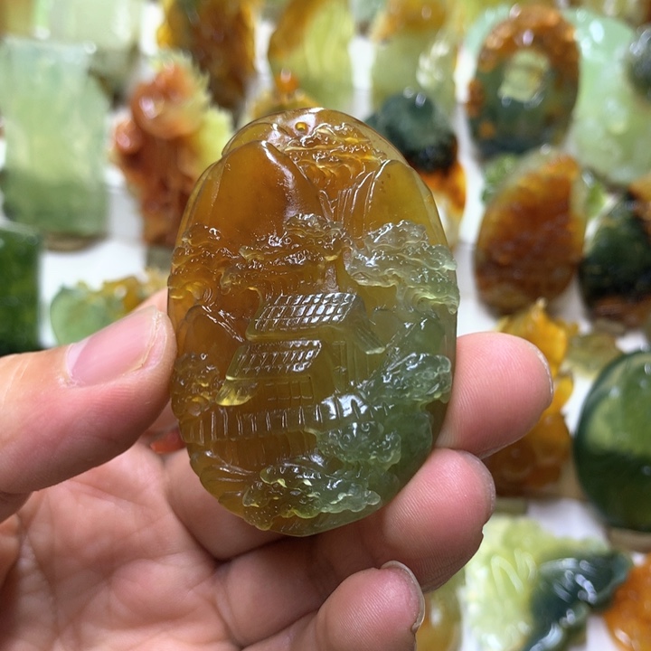 蛇纹石玉珠宝半成品未镶嵌