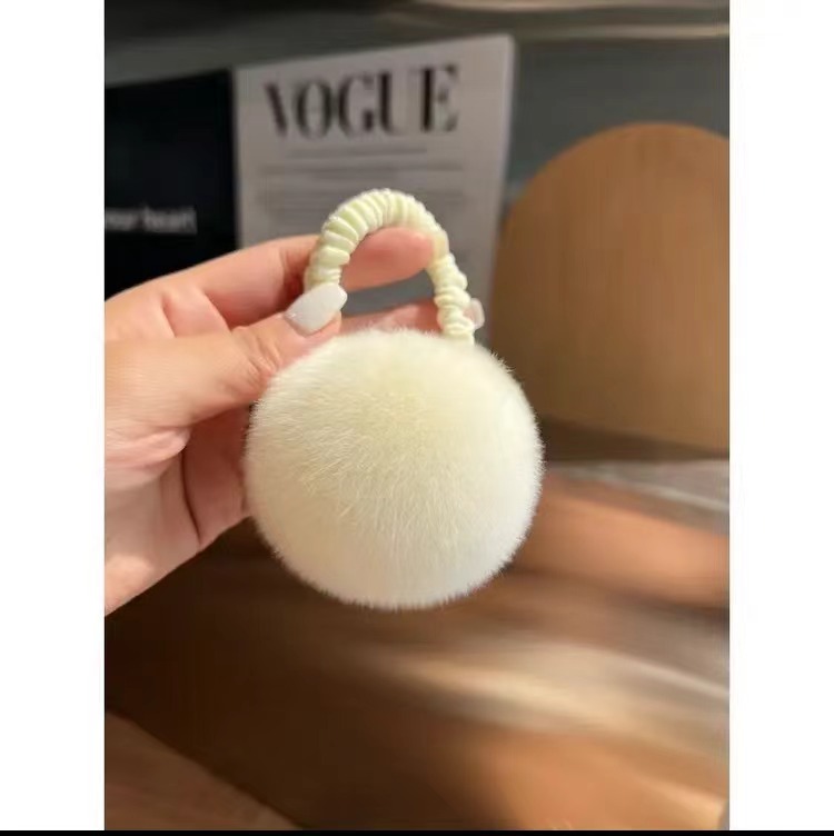 真獭兔毛毛球发绳可爱简约百搭毛绒球头绳弹力皮筋发圈皮草头饰女