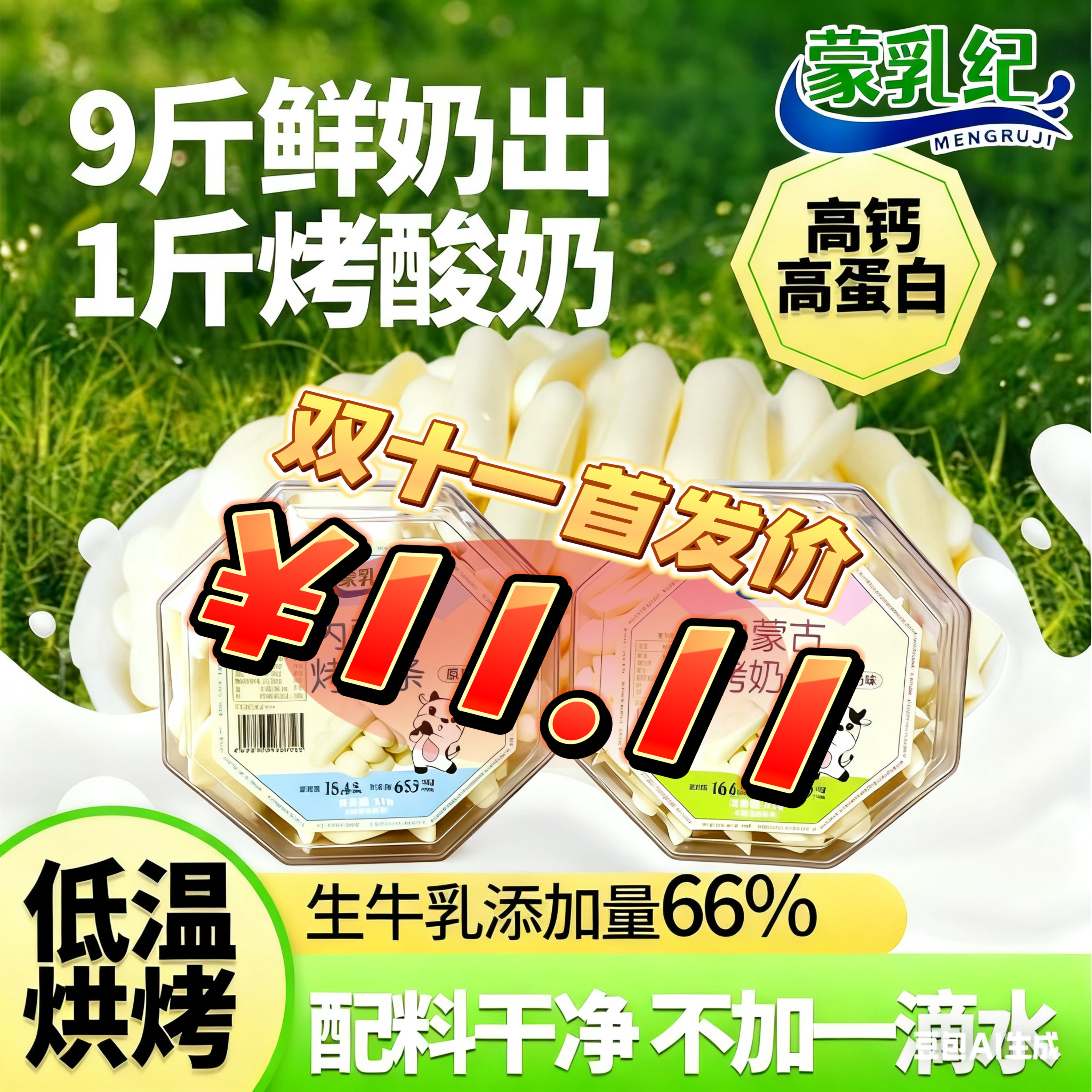 【高钙高蛋白】草原烤酸奶高钙高蛋白多种口味零食内蒙特产