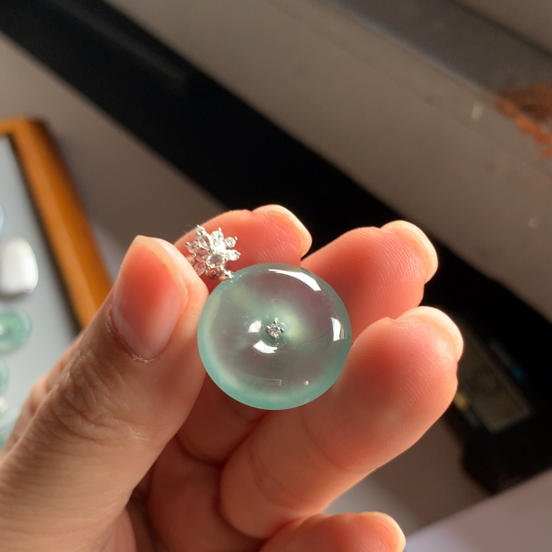 翡翠颈饰未镶嵌天然缅甸翡翠吊坠19.8-5.3