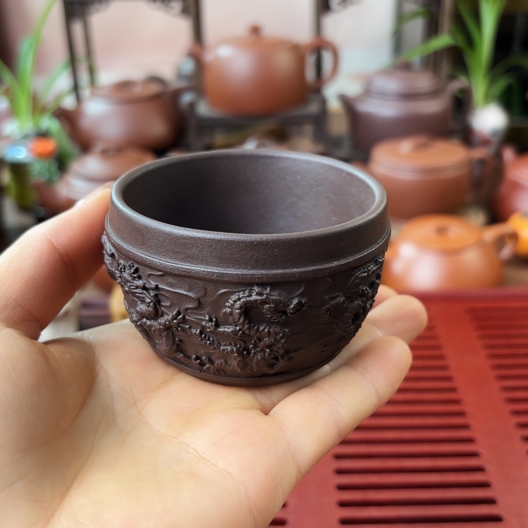 茶壶紫砂主人杯老紫泥100cc