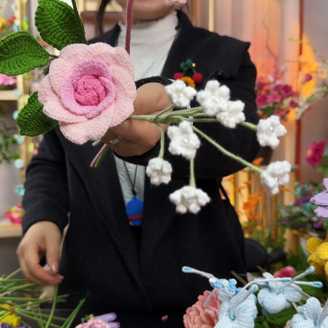 纯手工钩织钩织花束